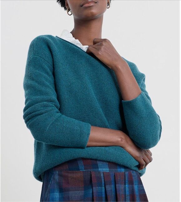 Seasalt Cornwall Sweaters - Seasalt Cornwall Fruity Jumper II Teal Blue Merino Wool Knit Sweater US 4 UK 8
